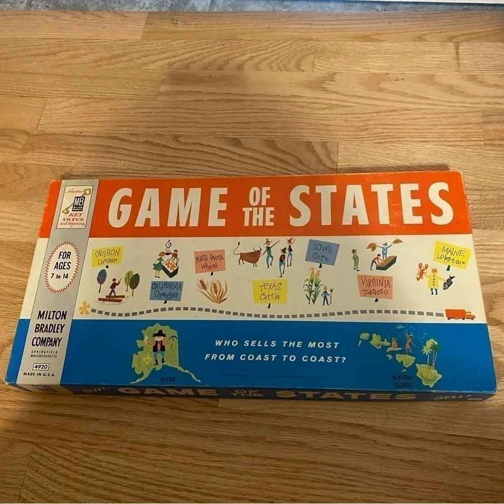 Vintage Game of the States Milton Bradley Educational Learning Board Game 1960